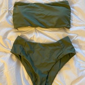 Olive green, high wasted bandeau  zaful bikini size small